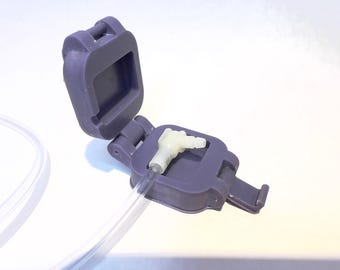 紫色のGチューブ延長保護ケース | 樹脂製栄養チューブ付属品収納（スナップ留め）