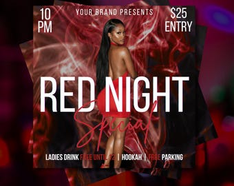Red Night Special Party Flyer, Adult Party Flyer, Ladies Night Flyer, Club Promotion Flyer, Editable Canva Template, Instant Download