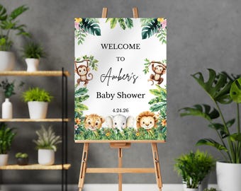 Editable A Little Wild One Baby Shower Welcome Sign, Digital Product, Instant Download