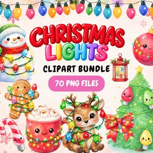 Christmas Lights Clipart Bundle: Festive Holiday PNG Images (Digital Download)