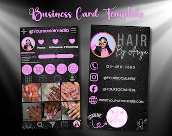 Instagram Business Card Templates, Instagram Business Cards, DIY Canva Business Card Template Design, IG Influencer Cards, Digital Cards