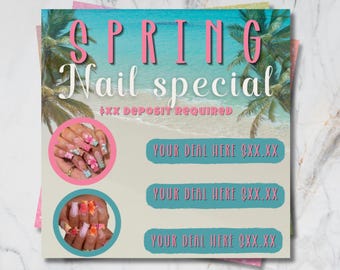 Spring Nail Special Flyer, April Nail Special Flyer, Spring Season Flyer, Spring Break Sale Flyer, Spring Special Flyer, Canva Template