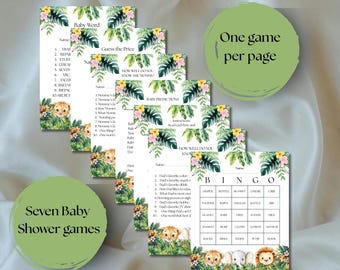 Safari Baby Shower Games Bundle, Jungle Theme, Printable (Instant Download)