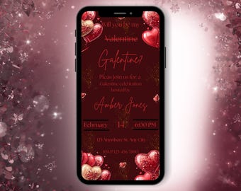 Editable Galentine's Day Mobile Invitation, Girls Night Evite (Digital Download)