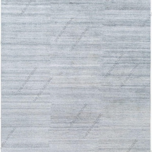May include: A rectangular, light blue rug with a subtle horizontal striped pattern. The rug has a soft, muted color palette, with variations in tone creating a textured appearance. The edges are finished with a white border.