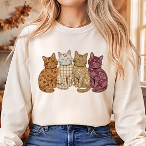 Camiseta de otoño con diseño de gato en formato PNG, regalo para amantes de los gatos, diseño de gato adorable para camisetas, almohadas, bolsos, tazas, gatos de sublimación de otoño.