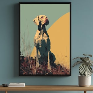 Retrato de Weimaraner (estilo Vizsla) – Póster vintage contemporáneo minimalista Póster de papel mate premium