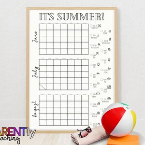 Printable Summer calendar, bucket list, summer countdown, summer activities, summer checklist, summer fun