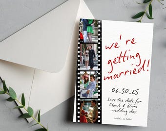 Film Strip Save the Date Card – Fully Customizable Photo Wedding Announcemen