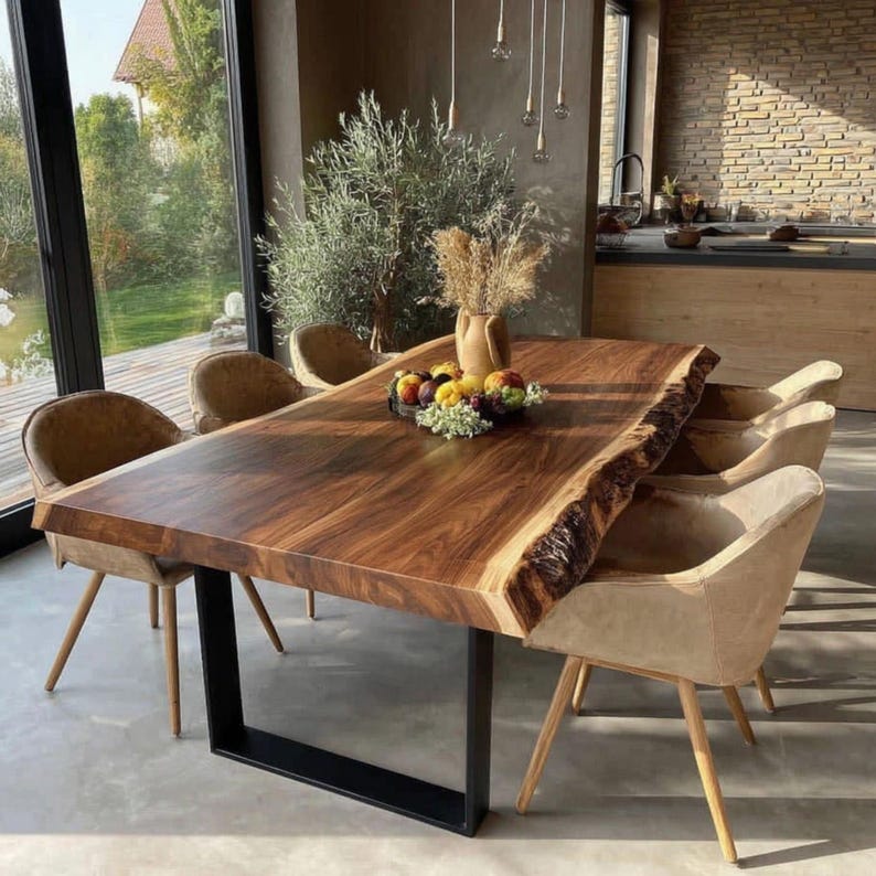 Custom Walnut Dining Table – Solid Wood Farmhouse Kitchen Table - Etsy ...