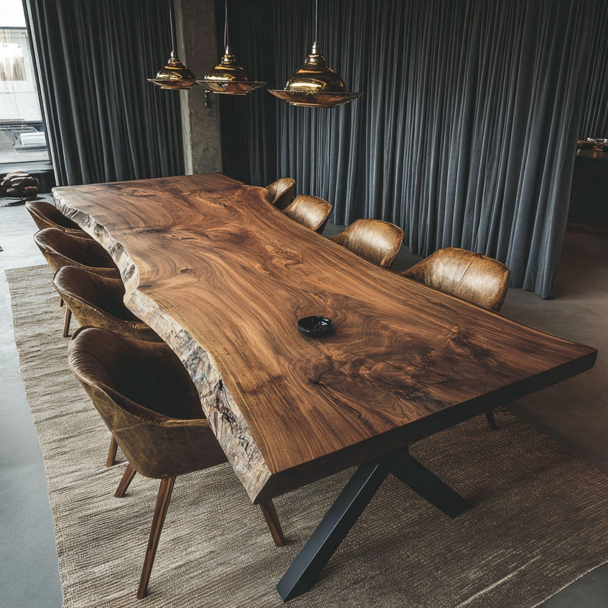 Solid Walnut Live Edge Dining Table – Custom Handmade Farmhouse ...