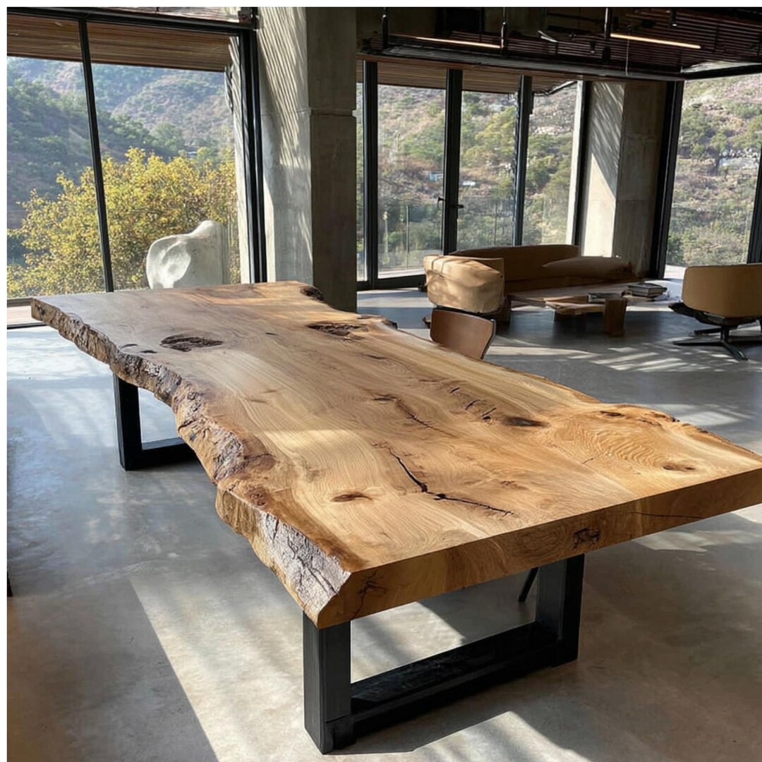 Solid Walnut Live Edge Dining Table – Custom Handmade Farmhouse Kitchen ...