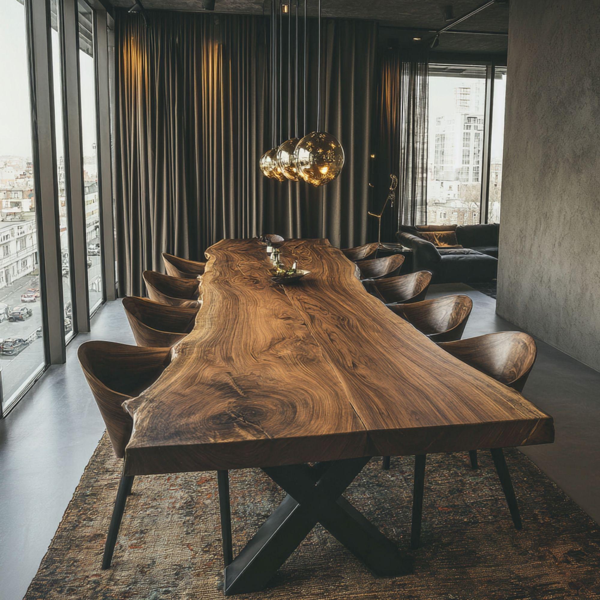 Solid Walnut Live Edge Dining Table – Custom Handmade Farmhouse ...
