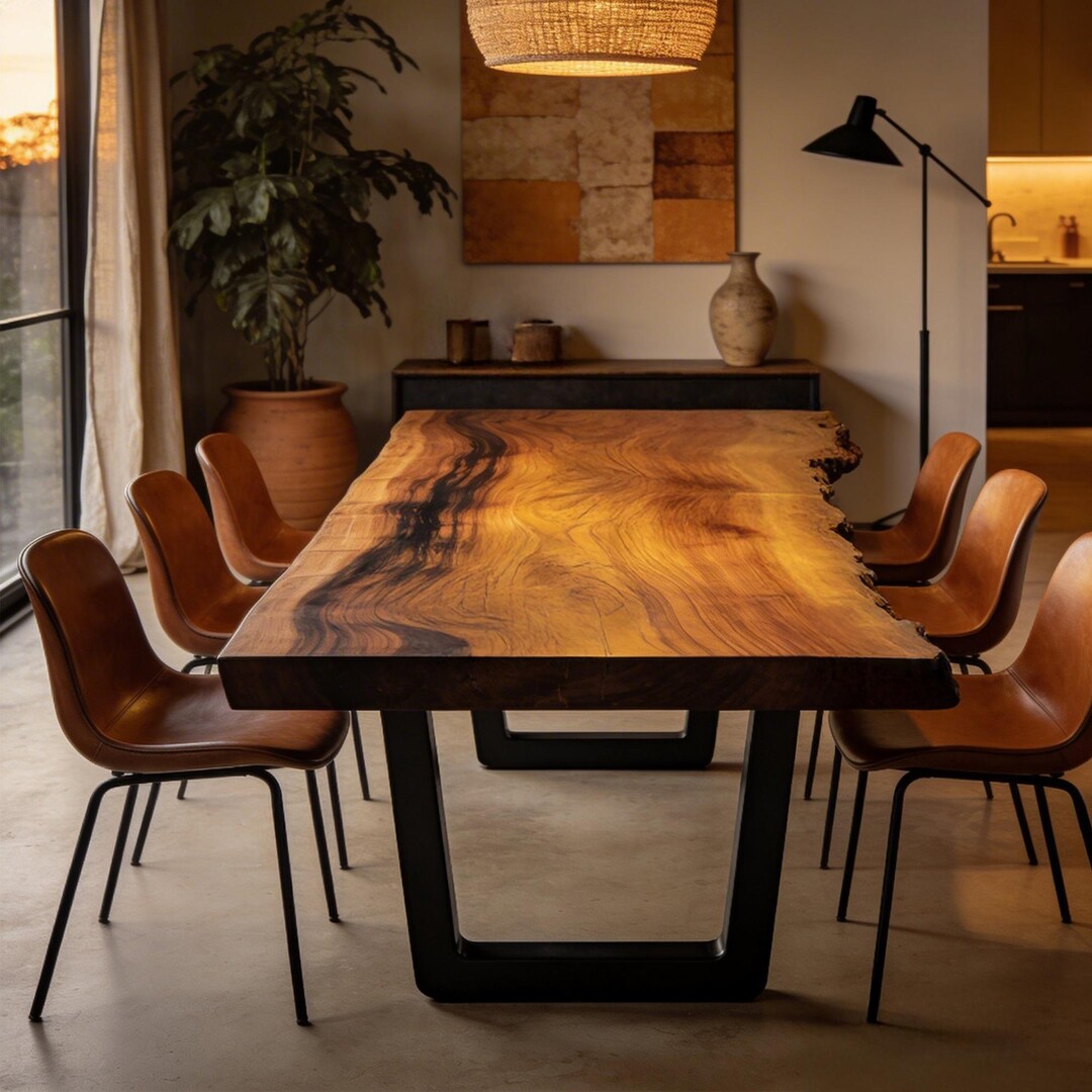 Custom Walnut Dining Table – Solid Wood Farmhouse Kitchen Table - Etsy