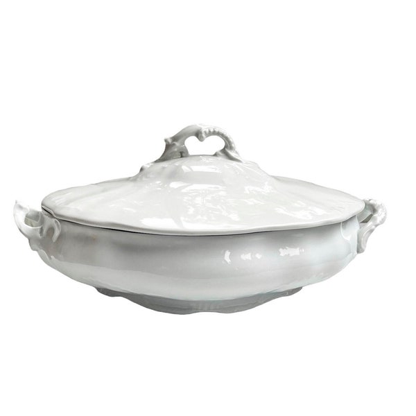 Antique Bishop & Stonier Ironstone Tureen with Lid England Circa 1880's / White Ironstone Tureen / Collectible Ironstone