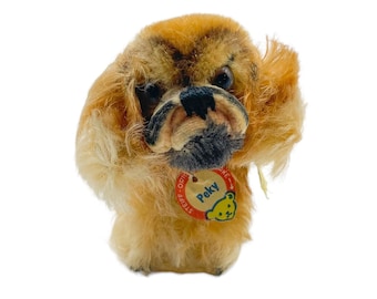 Vintage Steiff "Peky" Mohair Pekinese Dog Miniature Plush with Chest Tag 1953-1958 8cm / Steiff Collectible Pekinese Plush / Gift