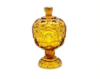 Smith Amber Moon and Stars Nappy Style Candle Holders L.E