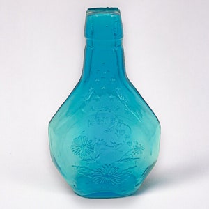 Vintage Clevenger Brothers Bottle "Aster" in Aqua Blue / Collectible Glass