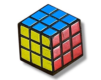 Ímã vintage de cubo mágico de 1982: quebra-cabeça retrô colecionável dos anos 80