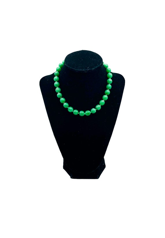 Vintage Green Peking Glass Beaded Choker Necklace 