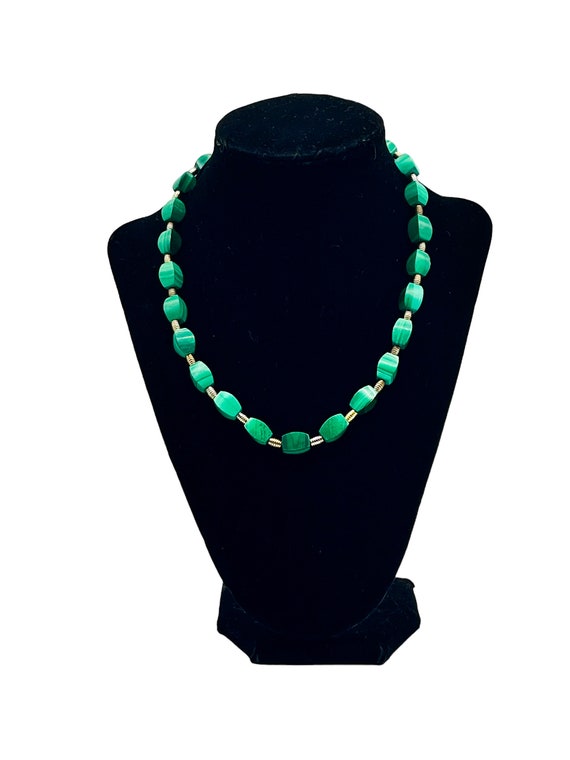 Vintage Green Malachite Beaded Necklace / Women's… - image 1