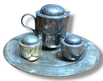 Antique Art Deco Silverplate Coffee & Tea Service Set – Coffee Pot, Creamer, Sugar, Tray