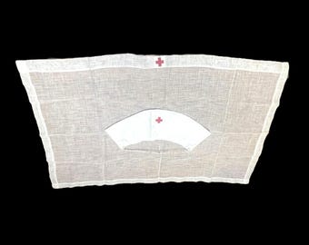 Pañuelo y diadema de la Cruz Roja de la Primera Guerra Mundial (1917-1918) / Uniforme de enfermera antiguo / Coleccionable
