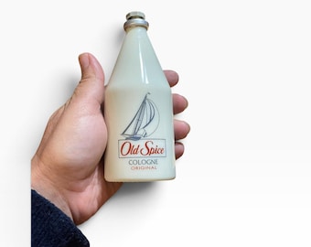Vintage 1993 Old Spice Cologne Original Milk Glass Bottle Schooner Ship Shulton Empty Collectible
