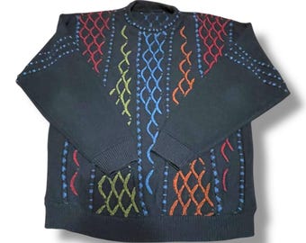 Vintage 90s Coogi Style 1/4 Zip Sweater | 3D Textured Knit