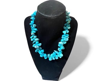 Natural Turquoise Nugget Necklace – Genuine Turquoise – Chunky Southwestern Statement Piece