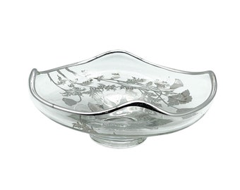 Vintage Viking Epic Silver City “Flanders Poppy” Silver Overlay Bowl / Vintage Viking Glass Silver Overlay Bowl / Collectible Glass