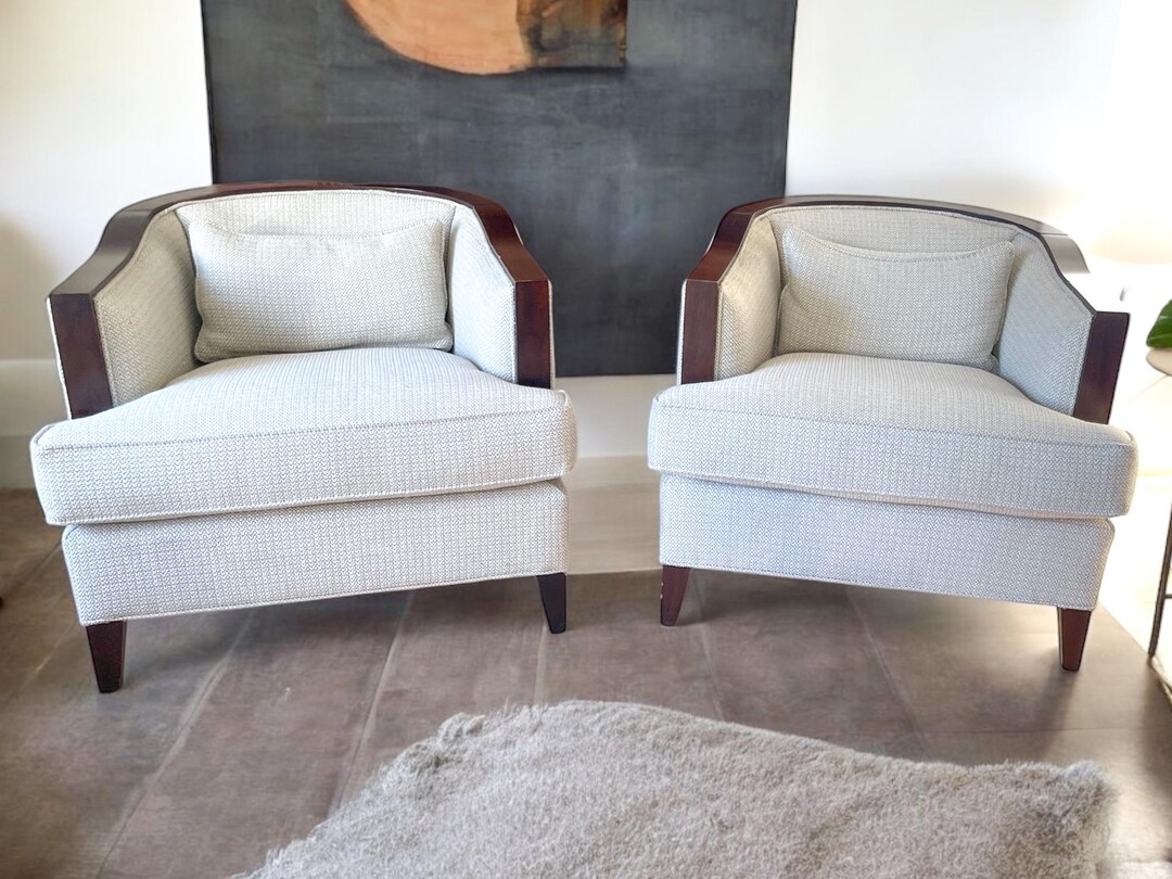 Pair of Vanguard Thom Filicia Wide Barrel Chairs - Etsy