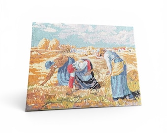 Tapiz de punto de aguja vintage de Royal Paris – Les Glaneuses (Las espigadoras) de Jean-François Millet – Hecho en Francia – Textil francés