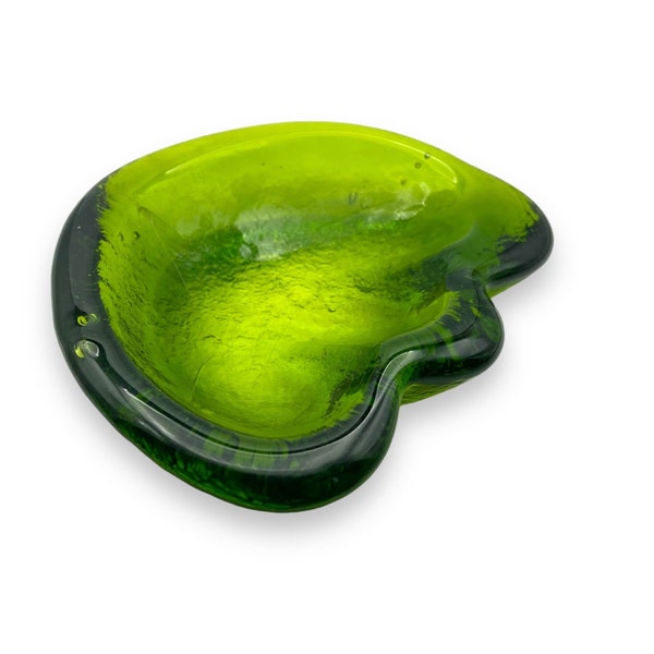 Vintage Green Blenko Glass Amoeba Dish Tray / Collectible Glass