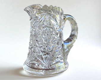 Antyczny dzbanek z kryształu ciętego ABP: szkło ołowiowe z XIX wieku, 4,75 cala