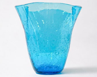 BLENKO Glass Handkerchief Vase 404-M in Turquoise Blue / Blenko Art Glass Vase / 4 Point Vase / Collectible Glass / Vintage Glass