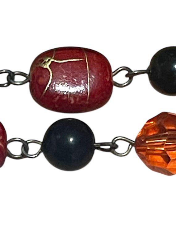 Vintage Beaded Necklace: Ceramic Butterfly Pendan… - image 5