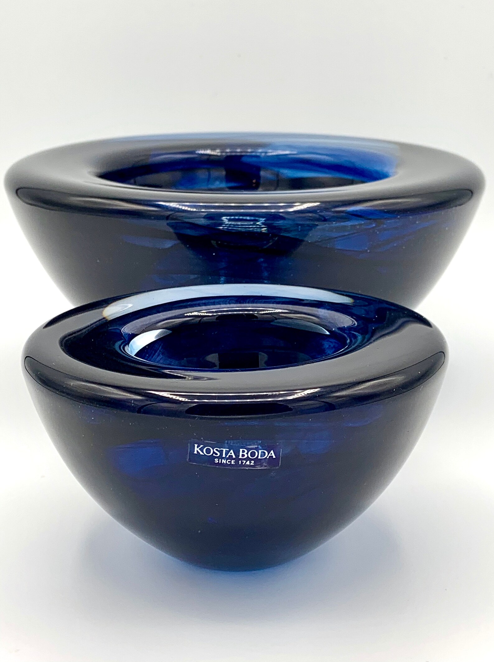 Pair of Kosta Boda Atoll Votive Candle Holders in Dark Blue/ Etsy