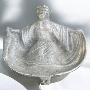 Vintage Risqué Geisha Girl Ashtray – Cast Aluminum Bare Bottom Pin-Up Dish – Naughty Retro Catch-All or Trinket Tray – Rare & Collectible