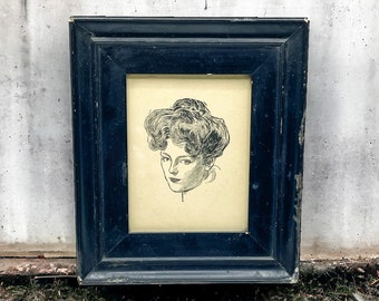 Antique Gibson Girl Print "Sylvia" by Charles Dana Gibson Late 1890's to Early 1900's / Wall Decor / Wall Hanging