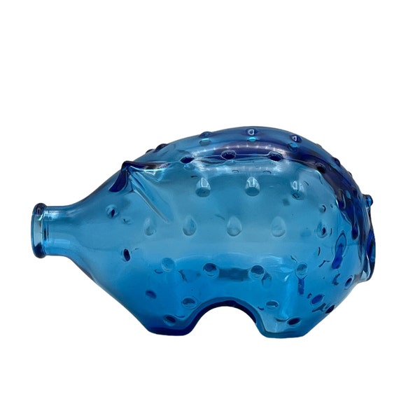 Vintage Holmegaard Glass Piggy Bank in Blue Designed by Jakob Bang / Holmegaard Glass Denmark / Collectible Glass / Glass Bank