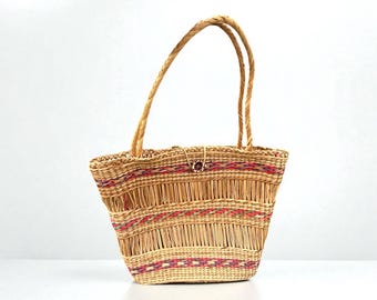 Vintage Strohgeflecht Blumen Geldbörse: Boho Strandtasche