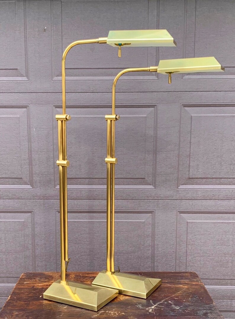 Vintage Brass Floor Lamp Pharmacy Adjustable Reading Frederick Cooper Chicago