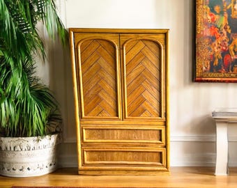 Vintage Dixie Wardrobe Armoire Dresser with Herringbone Design