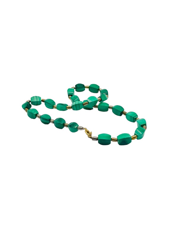 Vintage Green Malachite Beaded Necklace / Women's… - image 5