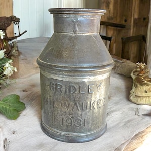 Zeer ZELDZAAM antiek Grindley-zuivelblik Milwaukee Wisconsin 1931 / antieke zuivel / collectible / boerderijdecor