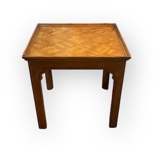 Vintage Henredon Bel-Air Lamp Table: Parquet Inlay End Table