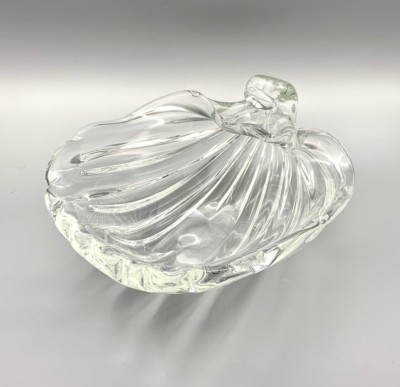 Licio Zanetti Murano Clear Art Glass Shell Bowl Artist Signed / Italian Murano Glass Shell Bowl / Collectible Glass / Murano shops Shell Bowl