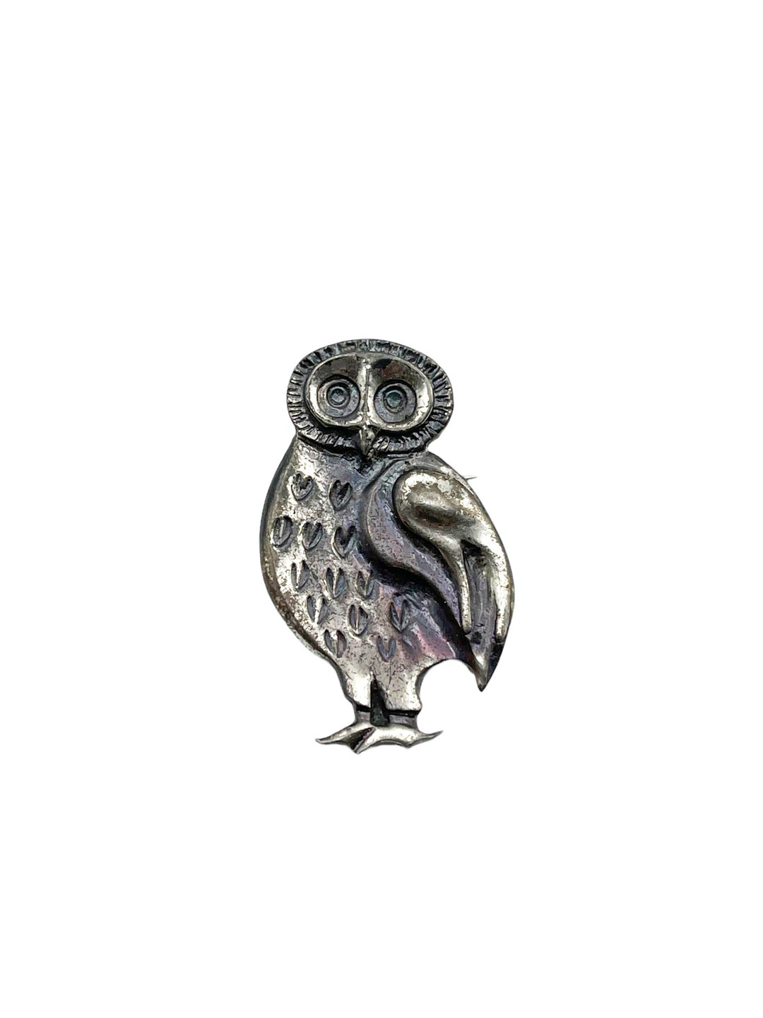 Vintage Sterling Silver Owl Brooch Pin / Vintage Owl Brooch / Vintage
