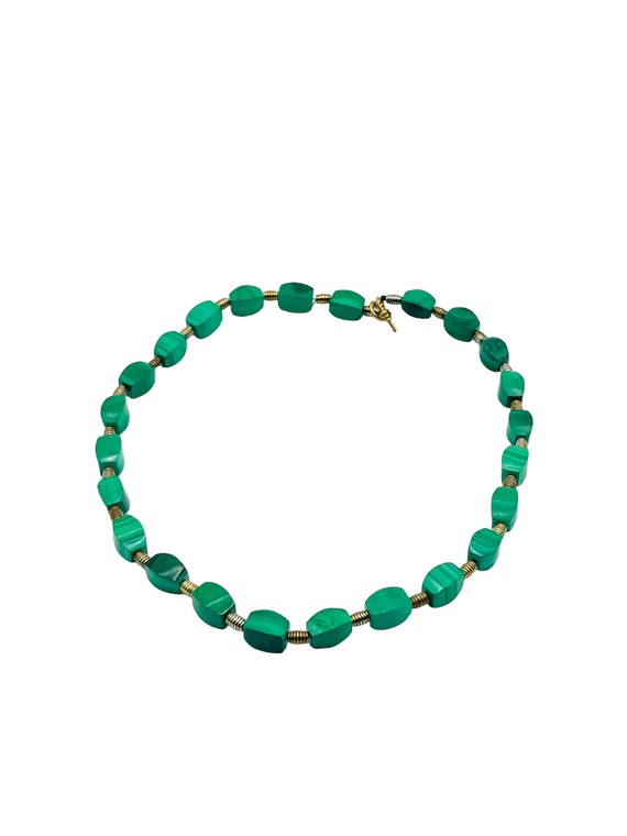 Vintage Green Malachite Beaded Necklace / Women's… - image 2